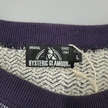 【中古品】【メンズ】 HYSTERIC GLAMOUR ヒステリックグラマー LADYLAND ACADEMY CREW NECK SWEAT SHIRT 02191CS02 クルーネック スウェットシャツ 長袖 トップス 140-250911-as-04-izu サイズ：L カラー：ネイビー 万代Net店