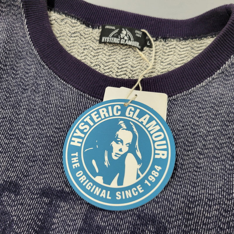 【中古品】【メンズ】 HYSTERIC GLAMOUR ヒステリックグラマー LADYLAND ACADEMY CREW NECK SWEAT SHIRT 02191CS02 クルーネック スウェットシャツ 長袖 トップス 140-250911-as-04-izu サイズ：L カラー：ネイビー 万代Net店
