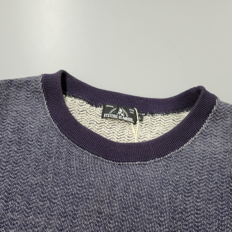 【中古品】【メンズ】 HYSTERIC GLAMOUR ヒステリックグラマー LADYLAND ACADEMY CREW NECK SWEAT SHIRT 02191CS02 クルーネック スウェットシャツ 長袖 トップス 140-250911-as-04-izu サイズ：L カラー：ネイビー 万代Net店