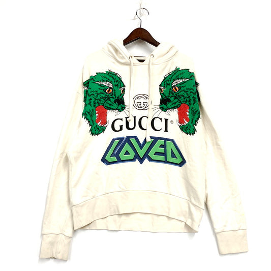 【中古品】【メンズ】 GUCCI グッチ TIGER PRINT PULLOVER 475374 タイガー プリント プルオーバー パーカー 長袖 トップス 141-250914-as-05-izu サイズ：XS カラー：クリーム系 万代Net店