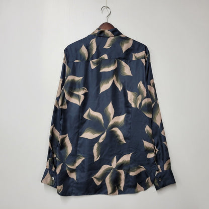 【中古品】【メンズ】 DRIES VAN NOTEN ドリスヴァンノッテン SILK FLORAL SHIRT シルク フローラル シャツ 長袖 トップス 141-250913-as-05-izu サイズ：50 カラー：ネイビー系 万代Net店