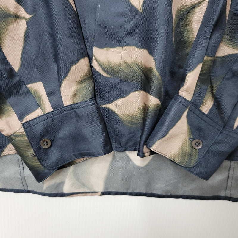 【中古品】【メンズ】 DRIES VAN NOTEN ドリスヴァンノッテン SILK FLORAL SHIRT シルク フローラル シャツ 長袖 トップス 141-250913-as-05-izu サイズ：50 カラー：ネイビー系 万代Net店