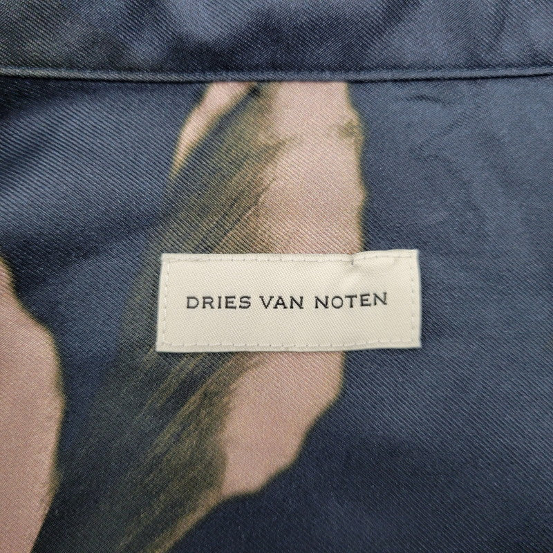 【中古品】【メンズ】 DRIES VAN NOTEN ドリスヴァンノッテン SILK FLORAL SHIRT シルク フローラル シャツ 長袖 トップス 141-250913-as-05-izu サイズ：50 カラー：ネイビー系 万代Net店
