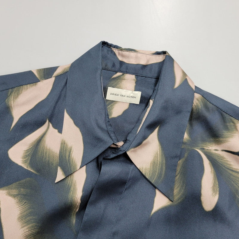 【中古品】【メンズ】 DRIES VAN NOTEN ドリスヴァンノッテン SILK FLORAL SHIRT シルク フローラル シャツ 長袖 トップス 141-250913-as-05-izu サイズ：50 カラー：ネイビー系 万代Net店