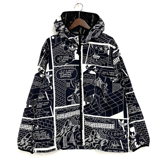 【中古品】【メンズ】 adidas アディダス GN3333 P.KYLE AOP WINDBREAKER パトリック カイル ウインドブレーカー アウター 148-250917-cs-24-izu サイズ：O カラー：ブラック/ホワイト 万代Net店