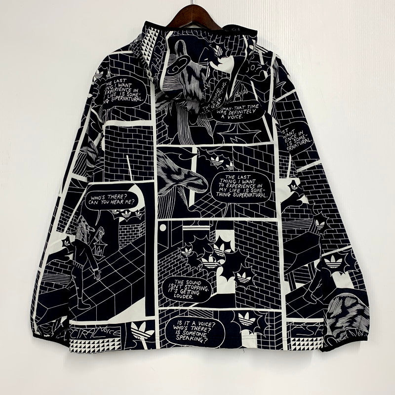【中古品】【メンズ】 adidas アディダス GN3333 P.KYLE AOP WINDBREAKER パトリック カイル ウインドブレーカー アウター 148-250917-cs-24-izu サイズ：O カラー：ブラック/ホワイト 万代Net店