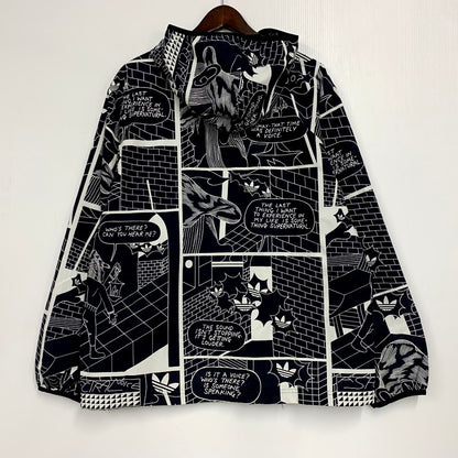 【中古品】【メンズ】 adidas アディダス GN3333 P.KYLE AOP WINDBREAKER パトリック カイル ウインドブレーカー アウター 148-250917-cs-24-izu サイズ：O カラー：ブラック/ホワイト 万代Net店