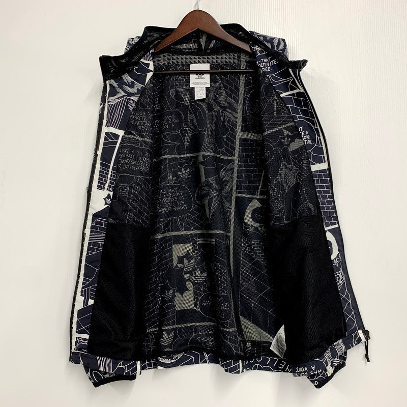 【中古品】【メンズ】 adidas アディダス GN3333 P.KYLE AOP WINDBREAKER パトリック カイル ウインドブレーカー アウター 148-250917-cs-24-izu サイズ：O カラー：ブラック/ホワイト 万代Net店