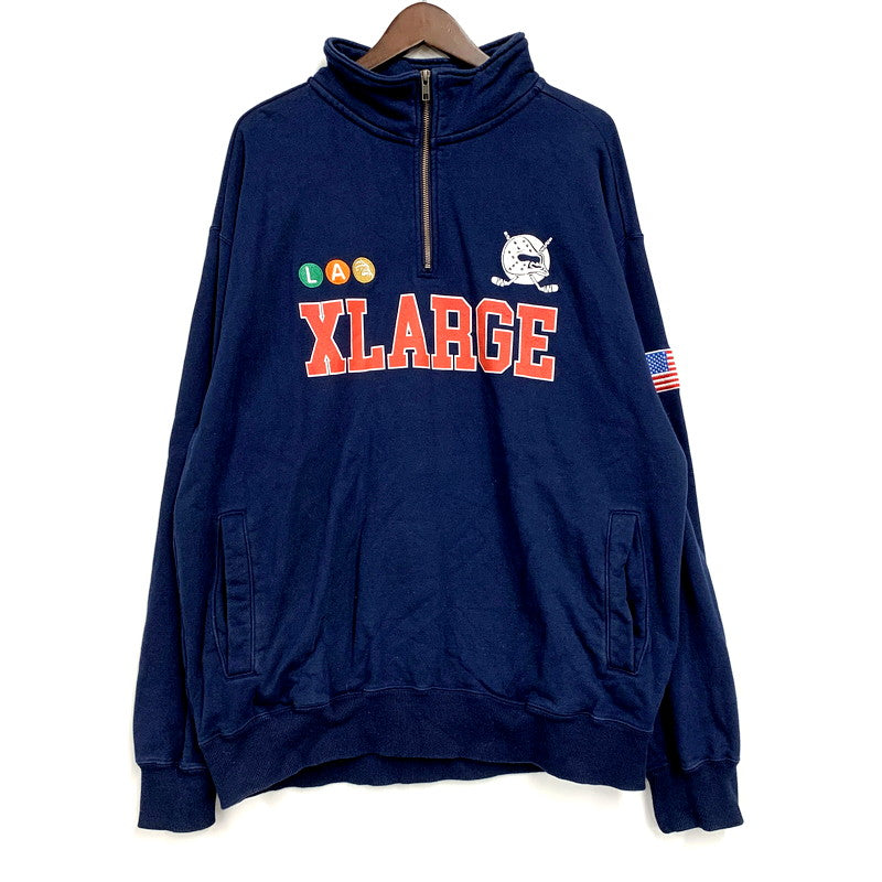 【中古品】【メンズ】 XLARGE エクストララージ 101234012020 HOCKEY HALF ZIP SWEATSHIRT ホッケー ハーフジップ スウェットシャツ トップス 長袖 142-250917-cs-20-izu サイズ：XL カラー：ネイビー 万代Net店