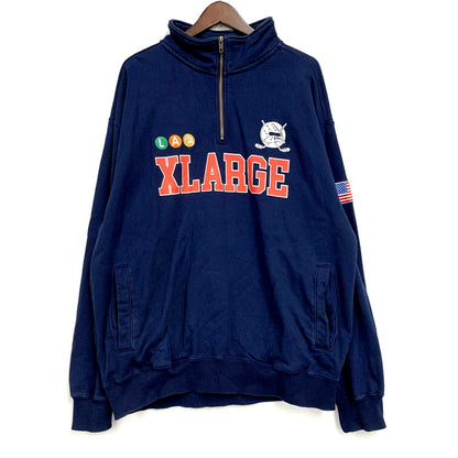 【中古品】【メンズ】 XLARGE エクストララージ 101234012020 HOCKEY HALF ZIP SWEATSHIRT ホッケー ハーフジップ スウェットシャツ トップス 長袖 142-250917-cs-20-izu サイズ：XL カラー：ネイビー 万代Net店