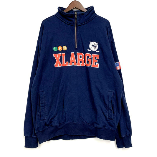 【中古品】【メンズ】 XLARGE エクストララージ 101234012020 HOCKEY HALF ZIP SWEATSHIRT ホッケー ハーフジップ スウェットシャツ トップス 長袖 142-250917-cs-20-izu サイズ：XL カラー：ネイビー 万代Net店
