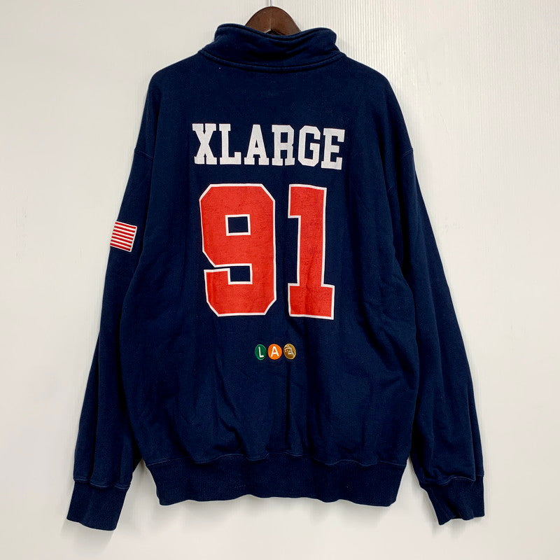 【中古品】【メンズ】 XLARGE エクストララージ 101234012020 HOCKEY HALF ZIP SWEATSHIRT ホッケー ハーフジップ スウェットシャツ トップス 長袖 142-250917-cs-20-izu サイズ：XL カラー：ネイビー 万代Net店