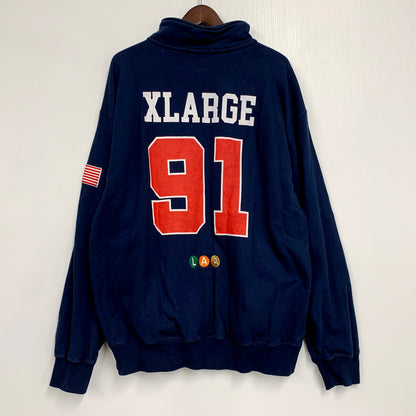 【中古品】【メンズ】 XLARGE エクストララージ 101234012020 HOCKEY HALF ZIP SWEATSHIRT ホッケー ハーフジップ スウェットシャツ トップス 長袖 142-250917-cs-20-izu サイズ：XL カラー：ネイビー 万代Net店