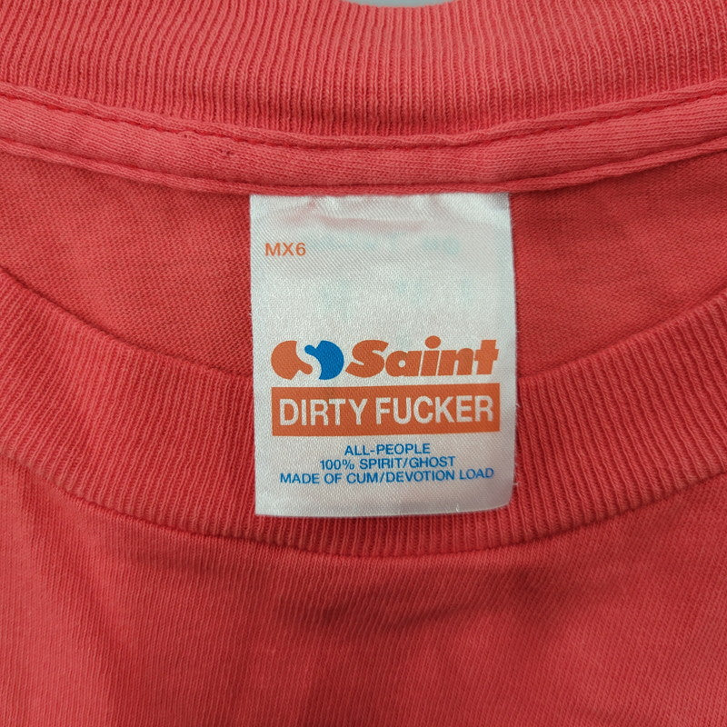【中古品】【メンズ】 SAINT MICHAEL セントマイケル SS TEE ERUPTING SM-HR8-0000-028 ショートスリーブ Tシャツ 半袖 トップス 142-250913-as-10-izu サイズ：XXL カラー：ピンクレッド 万代Net店
