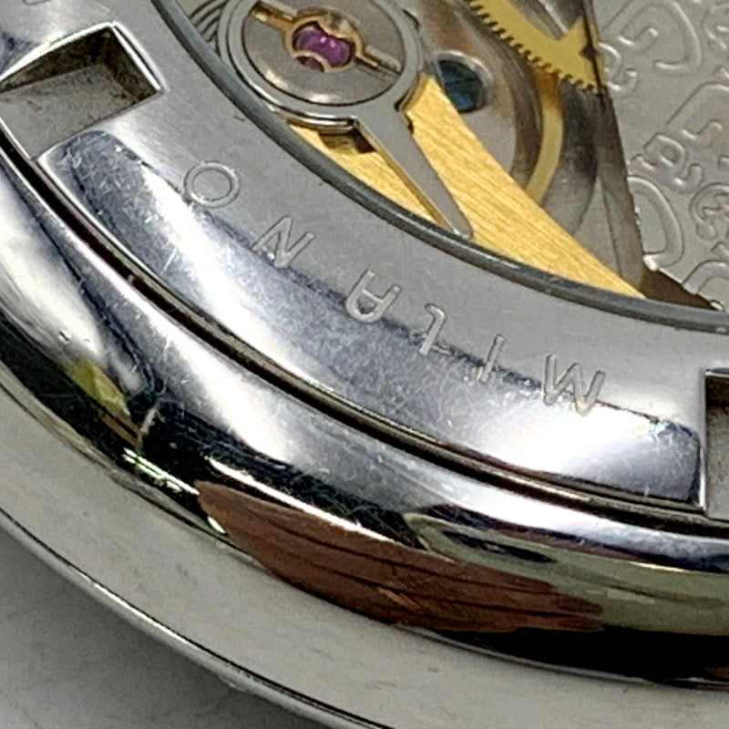 【中古品】【メンズ/レディース】 Gaga Milano ガガ・ミラノ 5010.D GRECO グレコ CARICA カリカ MANUALE マヌアーレ AUTOMATIC WATCH オートマティック ウォッチ 時計 腕時計 195-250915-ya-07-izu カラー：ブラック/シルバー 万代Net店