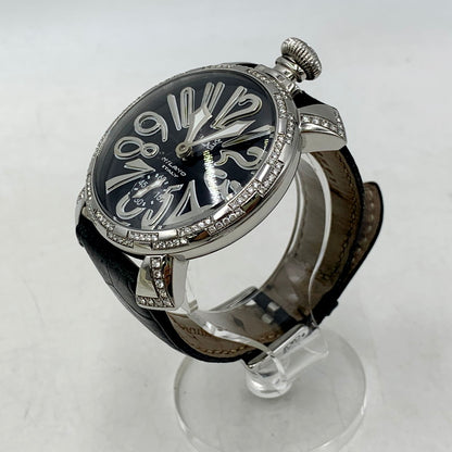 【中古品】【メンズ/レディース】 Gaga Milano ガガ・ミラノ 5010.D GRECO グレコ CARICA カリカ MANUALE マヌアーレ AUTOMATIC WATCH オートマティック ウォッチ 時計 腕時計 195-250915-ya-07-izu カラー：ブラック/シルバー 万代Net店