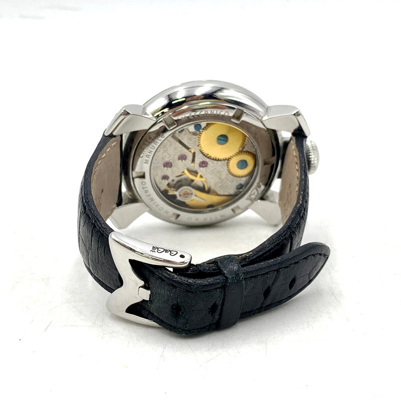 【中古品】【メンズ/レディース】 Gaga Milano ガガ・ミラノ 5010.D GRECO グレコ CARICA カリカ MANUALE マヌアーレ AUTOMATIC WATCH オートマティック ウォッチ 時計 腕時計 195-250915-ya-07-izu カラー：ブラック/シルバー 万代Net店