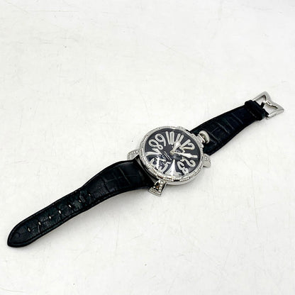 【中古品】【メンズ/レディース】 Gaga Milano ガガ・ミラノ 5010.D GRECO グレコ CARICA カリカ MANUALE マヌアーレ AUTOMATIC WATCH オートマティック ウォッチ 時計 腕時計 195-250915-ya-07-izu カラー：ブラック/シルバー 万代Net店