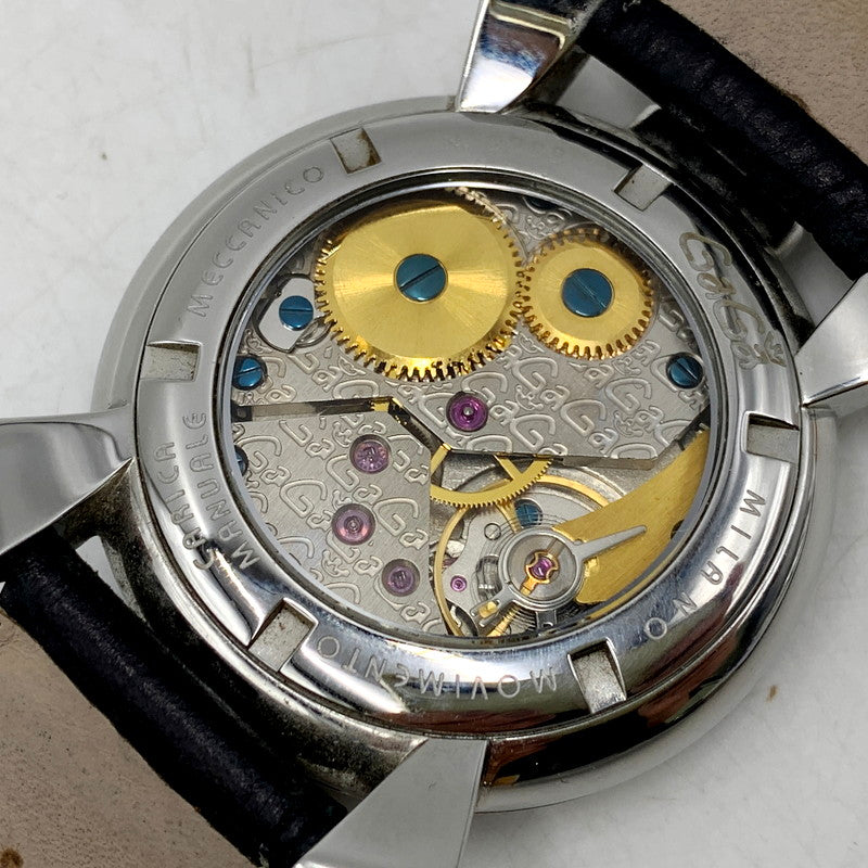【中古品】【メンズ/レディース】 Gaga Milano ガガ・ミラノ 5010.D GRECO グレコ CARICA カリカ MANUALE マヌアーレ AUTOMATIC WATCH オートマティック ウォッチ 時計 腕時計 195-250915-ya-07-izu カラー：ブラック/シルバー 万代Net店