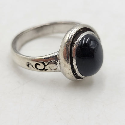 【中古品】【メンズ】 SAAD サード STONE RING ストーンリング 925 唐草 指輪 アクセサリー 191-250926-hi-12-izu サイズ：21 カラー：ブラック/シルバー 万代Net店