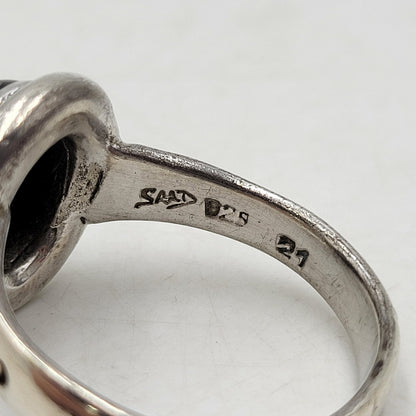 【中古品】【メンズ】 SAAD サード STONE RING ストーンリング 925 唐草 指輪 アクセサリー 191-250926-hi-12-izu サイズ：21 カラー：ブラック/シルバー 万代Net店