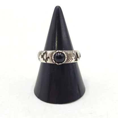 【中古品】【メンズ】 USED STERLING STONE RING スターリング ストーンリング 指輪 アクセサリー 191-250926-hi-13-izu カラー：ブラック/シルバー 万代Net店