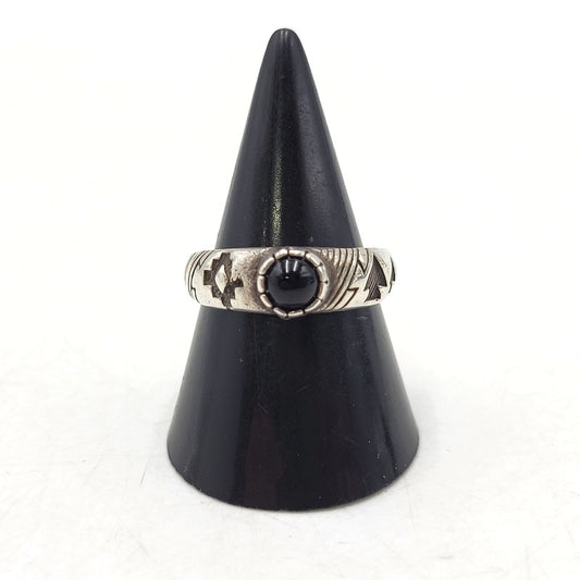 【中古品】【メンズ】 USED STERLING STONE RING スターリング ストーンリング 指輪 アクセサリー 191-250926-hi-13-izu カラー：ブラック/シルバー 万代Net店