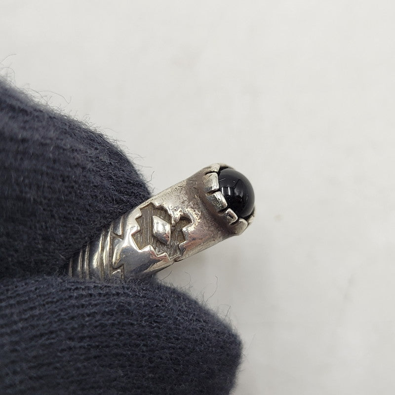 【中古品】【メンズ】 USED STERLING STONE RING スターリング ストーンリング 指輪 アクセサリー 191-250926-hi-13-izu カラー：ブラック/シルバー 万代Net店