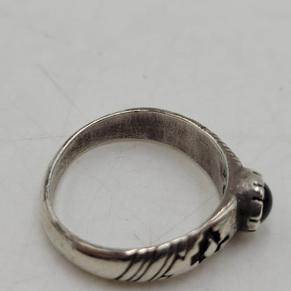 【中古品】【メンズ】 USED STERLING STONE RING スターリング ストーンリング 指輪 アクセサリー 191-250926-hi-13-izu カラー：ブラック/シルバー 万代Net店