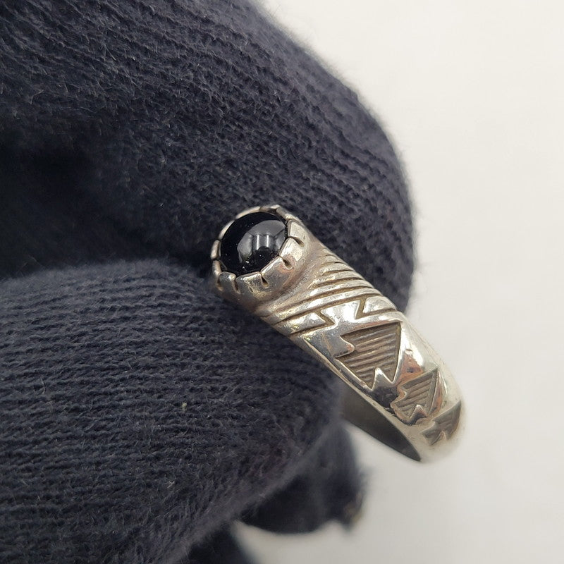 【中古品】【メンズ】 USED STERLING STONE RING スターリング ストーンリング 指輪 アクセサリー 191-250926-hi-13-izu カラー：ブラック/シルバー 万代Net店