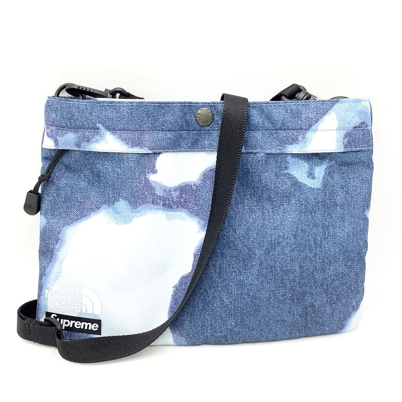 【中古品】【メンズ/レディース】 Supreme シュプリーム ×THE NORTH FACE ザ ノース フェイス NM72154I 21AW BLEACHED DENIM PRINT SHOULDER BAG ブリーチ デニム プリント ショルダー バッグ 鞄 カバン 188-250915-ya-04-izu カラー：ブルー 万代Net店