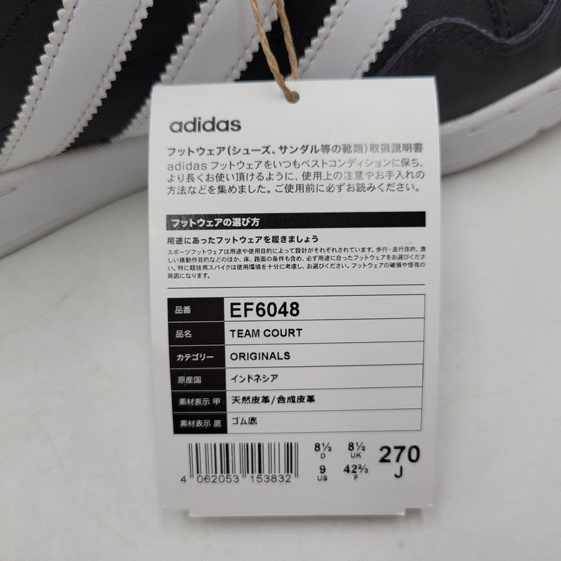 【中古美品】【メンズ】 adidas アディダス TEAM COURT EF6048 チームコート スニーカー シューズ 靴 161-250930-as-21-izu サイズ：27cm カラー：CBLACK/FTWWHT/CBLACK 万代Net店