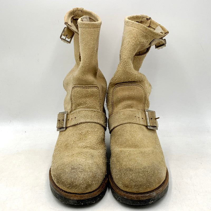 【現状渡し品】【メンズ】 RED WING レッドウィング 8268 USA製 プリント縦羽タグ SUEDE ENGINEER BOOTS スエード エンジニア ブーツ シューズ 靴 164-250915-ya-08-izu サイズ：6D カラー：ベージュ 万代Net店