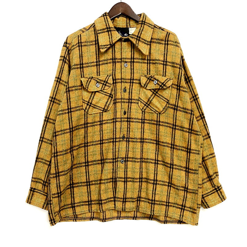 【中古品】 BREWSTER ブリュースター 70-80S WOOL MIXED CHECK LS SHIRT 70-80年代 ウール ミックスド チェック ロングスリーブ シャツ トップス 長袖 146-250916-cs-05-izu サイズ：XL カラー：ブラウン系 万代Net店
