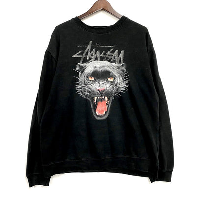 【現状渡し品】【メンズ】 STUSSY ステューシー BLACK PANTHER SWEATSHIRT ブラック パンサー スウェットシャツ トップス 長袖 142-250916-cs-02-izu サイズ：L カラー：ブラック 万代Net店