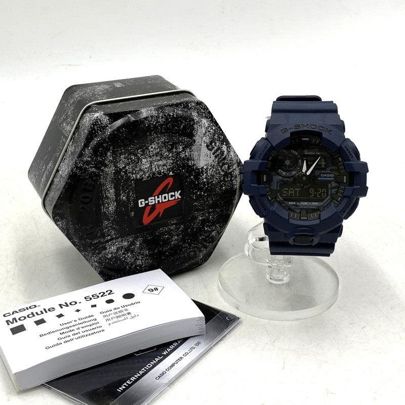 【中古美品】【メンズ/レディース】 G-SHOCK ジーショック GA-700 SERIES ANALOG-DIGITAL WATCH GA-700CA-2A GA-700シリーズ アナログ デジタル ウォッチ 腕時計 196-250920-as-26-izu サイズ：57.5 × 53.4 × 18.4 mm カラー：ネイビー 万代Net店