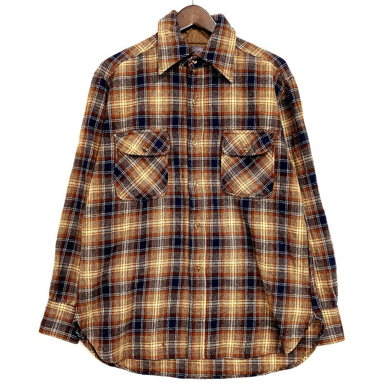 【中古品】【メンズ】 PENDLETON ペンドルトン USA製 70S LS WOOL CHECK SHIRT 70年代 ロングスリーブ ウール チェックシャツ トップス 長袖 146-250916-cs-03-izu サイズ：L カラー：ブラウン系 万代Net店