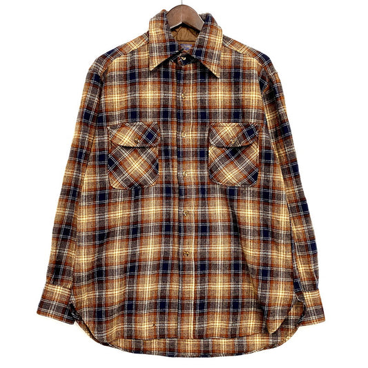 【中古品】【メンズ】 PENDLETON ペンドルトン USA製 70S LS WOOL CHECK SHIRT 70年代 ロングスリーブ ウール チェックシャツ トップス 長袖 146-250916-cs-03-izu サイズ：L カラー：ブラウン系 万代Net店