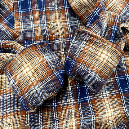 【中古品】【メンズ】 PENDLETON ペンドルトン USA製 70S LS WOOL CHECK SHIRT 70年代 ロングスリーブ ウール チェックシャツ トップス 長袖 146-250916-cs-03-izu サイズ：L カラー：ブラウン系 万代Net店