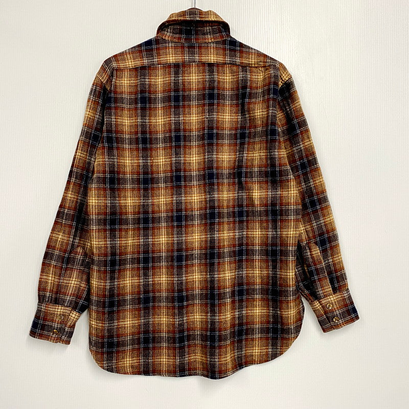 【中古品】【メンズ】 PENDLETON ペンドルトン USA製 70S LS WOOL CHECK SHIRT 70年代 ロングスリーブ ウール チェックシャツ トップス 長袖 146-250916-cs-03-izu サイズ：L カラー：ブラウン系 万代Net店