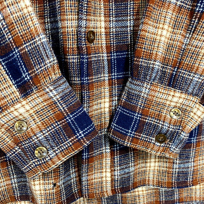 【中古品】【メンズ】 PENDLETON ペンドルトン USA製 70S LS WOOL CHECK SHIRT 70年代 ロングスリーブ ウール チェックシャツ トップス 長袖 146-250916-cs-03-izu サイズ：L カラー：ブラウン系 万代Net店