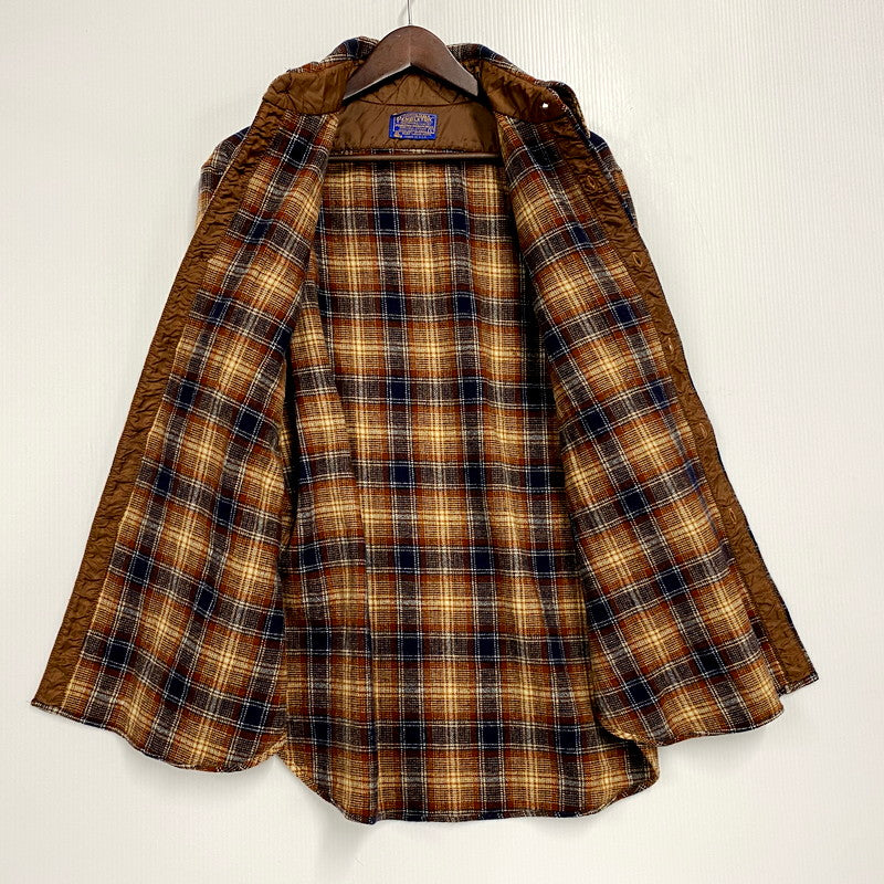 【中古品】【メンズ】 PENDLETON ペンドルトン USA製 70S LS WOOL CHECK SHIRT 70年代 ロングスリーブ ウール チェックシャツ トップス 長袖 146-250916-cs-03-izu サイズ：L カラー：ブラウン系 万代Net店