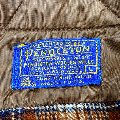 【中古品】【メンズ】 PENDLETON ペンドルトン USA製 70S LS WOOL CHECK SHIRT 70年代 ロングスリーブ ウール チェックシャツ トップス 長袖 146-250916-cs-03-izu サイズ：L カラー：ブラウン系 万代Net店