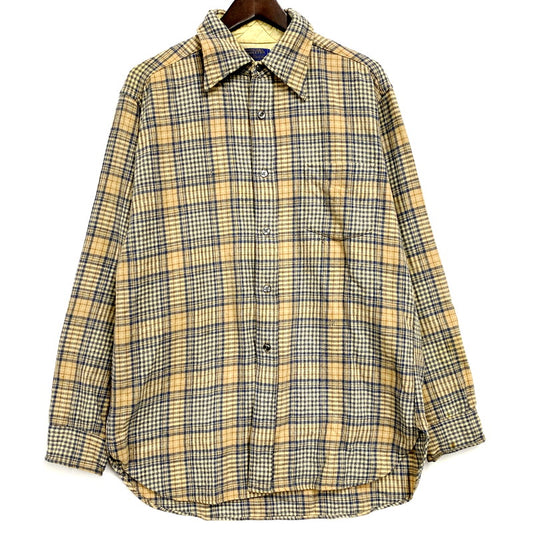 【中古品】【メンズ】 PENDLETON ペンドルトン USA製 70S LS WOOL CHECK SHIRT 70年代 ロングスリーブ ウール チェックシャツ トップス 長袖 146-250916-cs-04-izu サイズ：L カラー：ベージュ/ブルー 万代Net店
