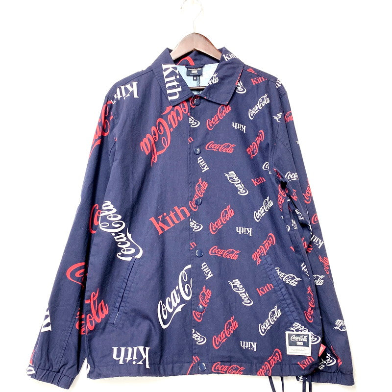 【中古品】【メンズ】 KITH キス × MITCHELL＆NESS ミッチェル アンド ネス × COCA COLA コカコーラ COKE COACHES JACKET コーチジャケット アウター 142-250918-as-15-izu サイズ：M カラー：ネイビー 万代Net店