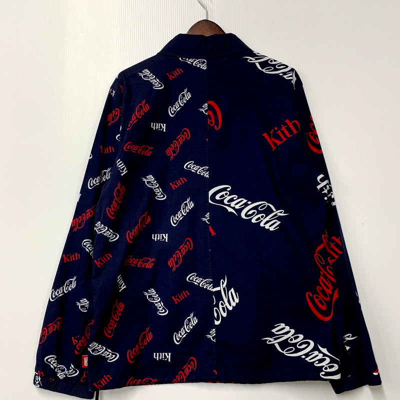 【中古品】【メンズ】 KITH キス × MITCHELL＆NESS ミッチェル アンド ネス × COCA COLA コカコーラ COKE COACHES JACKET コーチジャケット アウター 142-250918-as-15-izu サイズ：M カラー：ネイビー 万代Net店