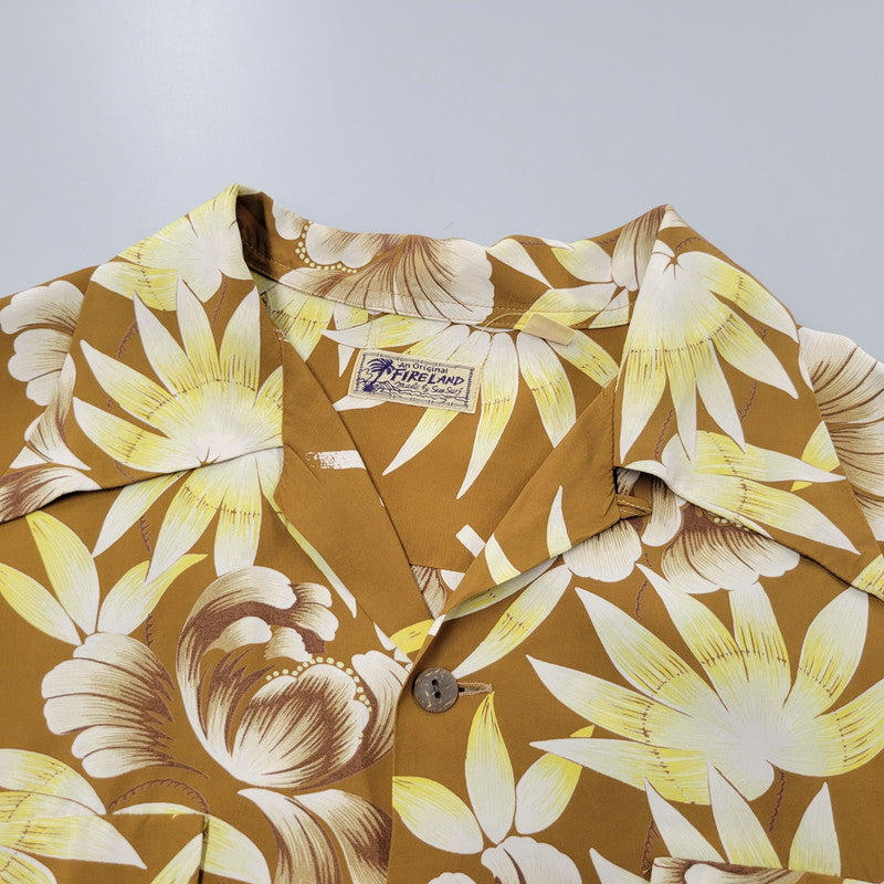 【中古品】【メンズ】 SUN SURF サンサーフ FIRELAND アイルランド M22175 OPEN COLLR RAYON ALOHA LS SHIRT オープンカラー レーヨン アロハ ロングスリーブ シャツ トップス 長袖 145-250917-cs-13-izu サイズ：L カラー：ブラウン系 万代Net店