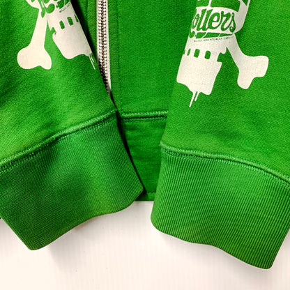 【現状渡し品】【メンズ】 STUSSY AUTHENTIC ステューシー オーセンティック SLEEVE SKULL ZIP UP HOODED SWEATSHIRT ジップアップ フーデッド スウェットシャツ パーカー 長袖 トップス 142-250918-as-18-izu サイズ：L カラー：グリーン 万代Net店