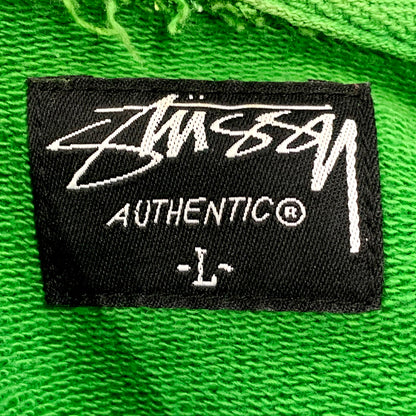 【現状渡し品】【メンズ】 STUSSY AUTHENTIC ステューシー オーセンティック SLEEVE SKULL ZIP UP HOODED SWEATSHIRT ジップアップ フーデッド スウェットシャツ パーカー 長袖 トップス 142-250918-as-18-izu サイズ：L カラー：グリーン 万代Net店