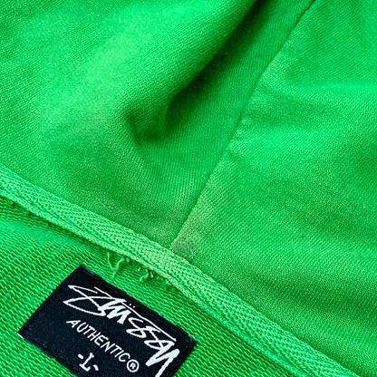 【現状渡し品】【メンズ】 STUSSY AUTHENTIC ステューシー オーセンティック SLEEVE SKULL ZIP UP HOODED SWEATSHIRT ジップアップ フーデッド スウェットシャツ パーカー 長袖 トップス 142-250918-as-18-izu サイズ：L カラー：グリーン 万代Net店
